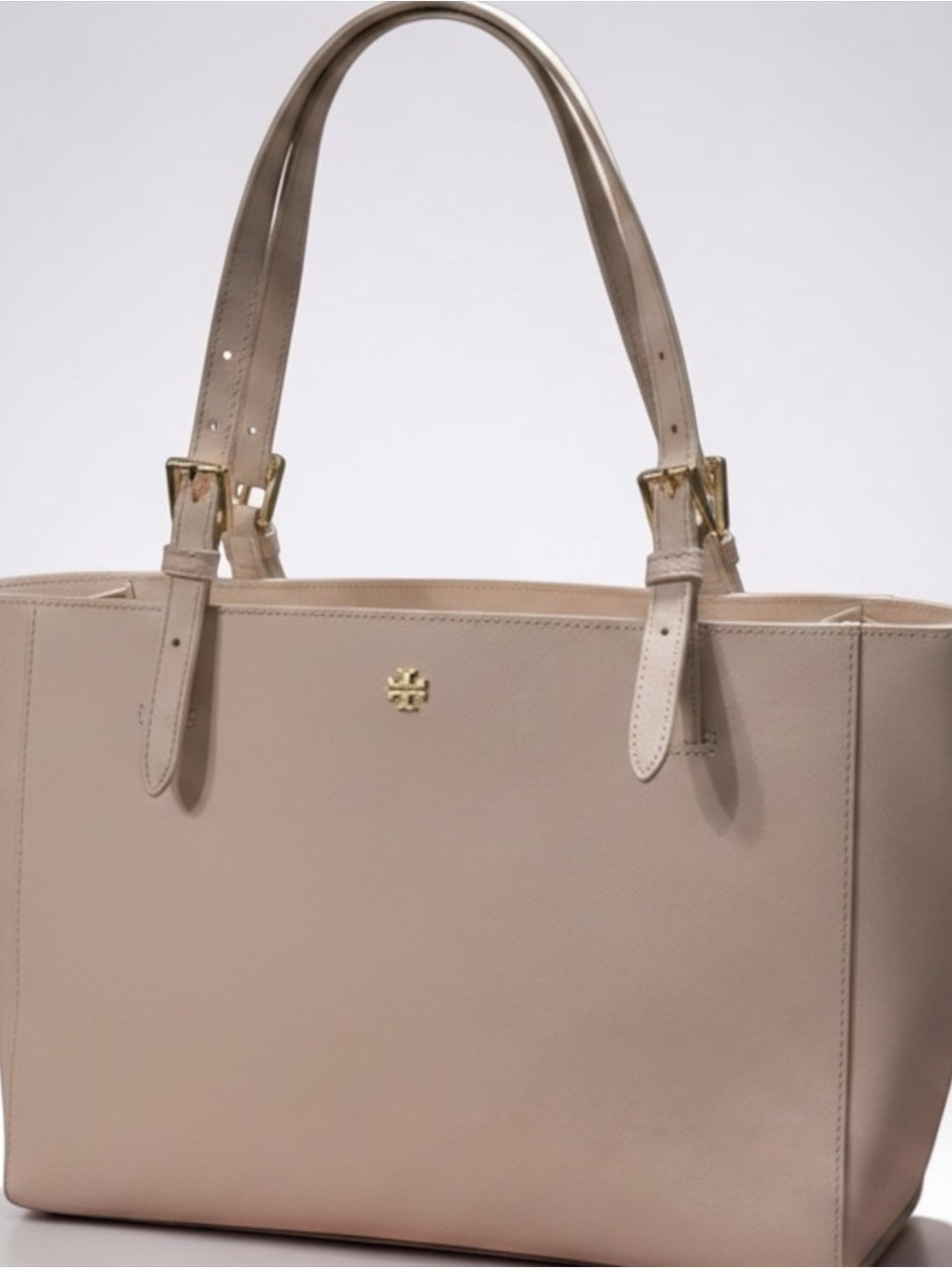 Tory Burch Emerson Saffiano Leather Tote - Cream/Gold